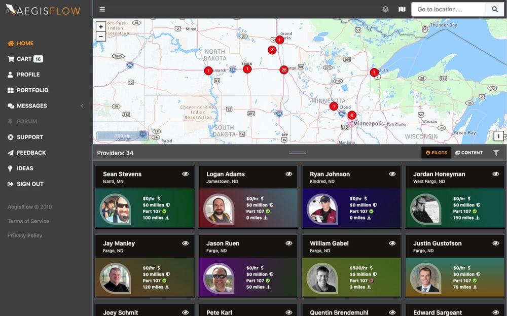 The drone software Aegisflow in the June Fargo INC