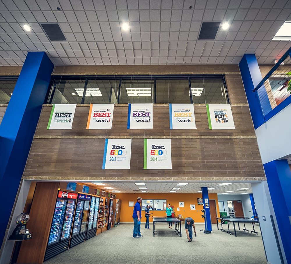 Discovery Benefits 500 Best Places to Work Award Banners in Fargo