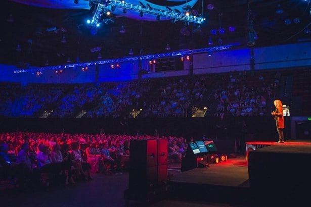TEDxFargo 2016 Speaker Chery Heller CommonWise speaks to crowd