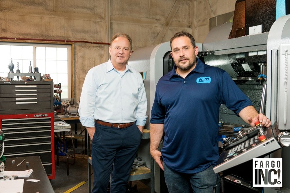 Brian Rinke and Nate Leister at Leister Custom Machining in Hawley, Minn.