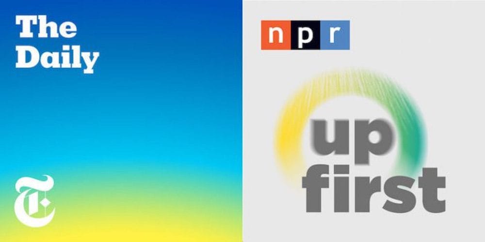 The Daily and Up First podcasts logo.