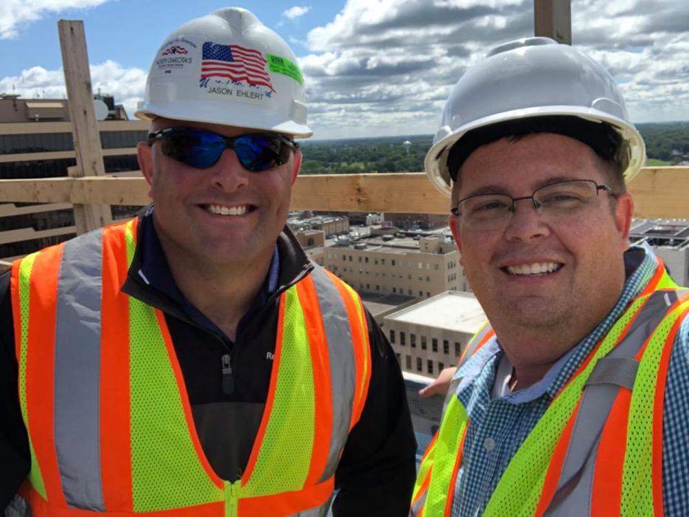 Chaussee and Jason Ehlert shot video from atop the Block 9 construction site in downtown Fargo.