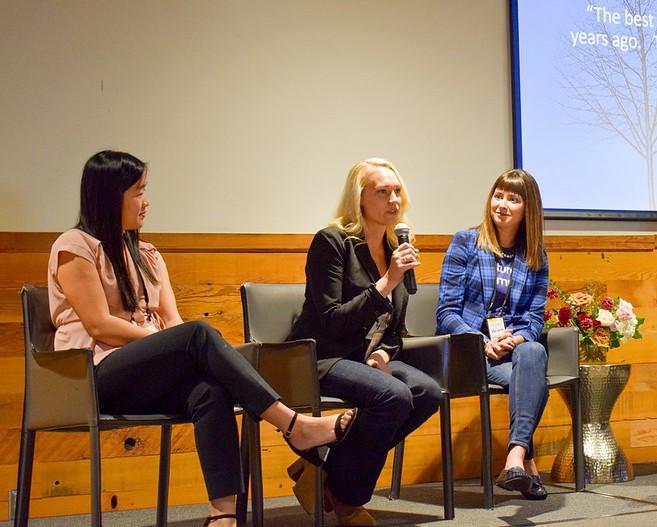 Kodee Furst speakng at a nation wide women's summitt.