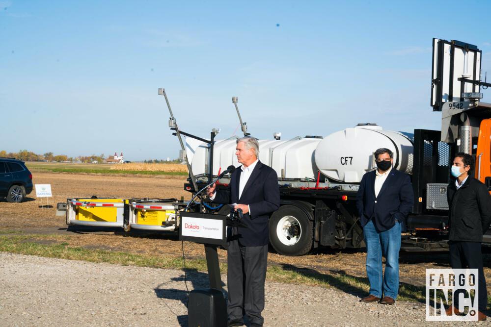 Senator John Hoeven, a champion for advances in the state’s autonomous space, helped introduce the autonomous TMA at Innovation days and rode in the truck for its on-road demonstration.